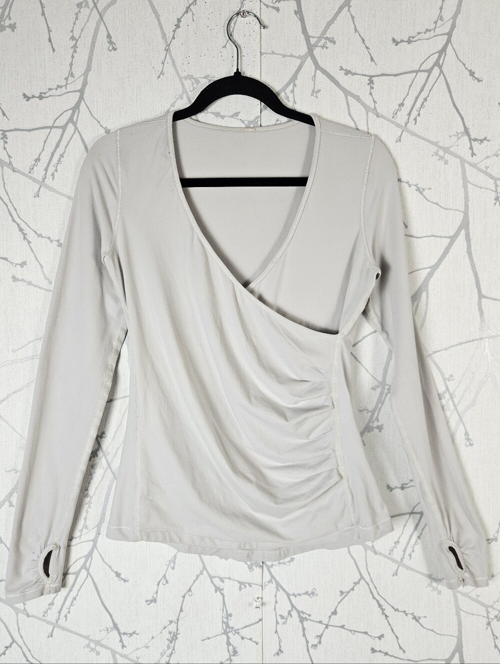 Lululemon Off White Rulu Sun Salutation Faux Wrap Top